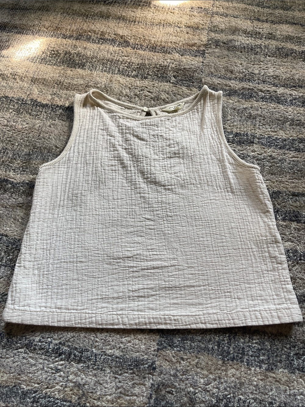 Max Studio Cream Linen Blend Tank